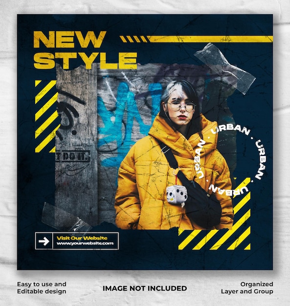 Urban fashion streetwear banner instagram post template