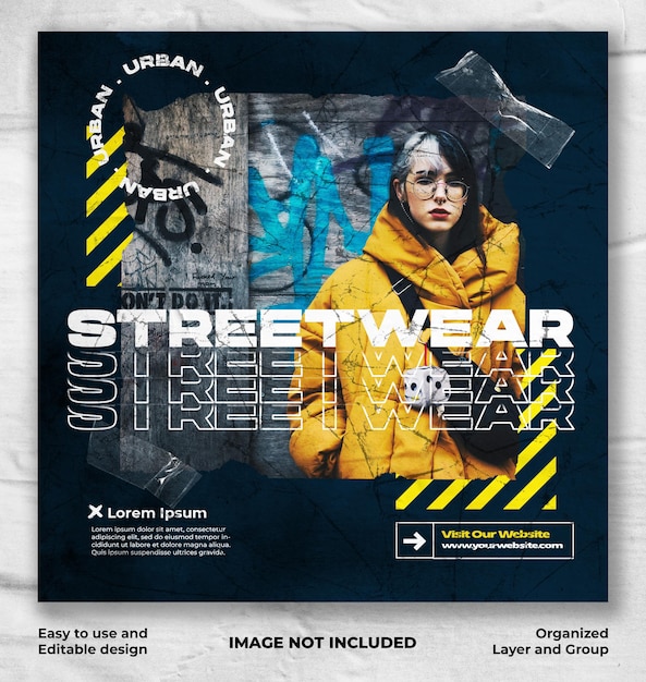 Urban fashion streetwear banner instagram postsjabloon