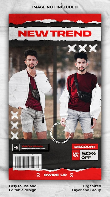 PSD urban fashion streetwear banner instagram story szablon