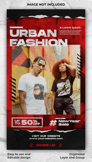 Urban fashion streetwear banner instagram story template