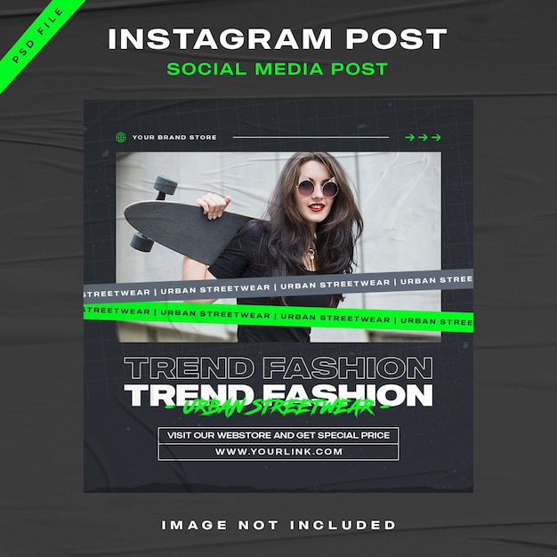 PSD urban fashion streetwear banner szablon postu na instagramie premium psd