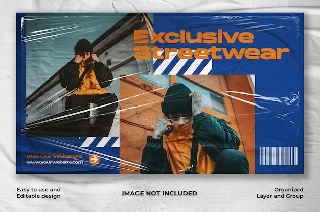 Urban fashion with torn paper style streetwear web banner