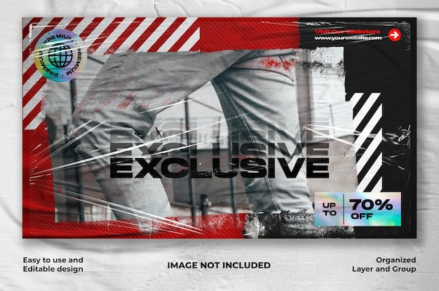 PSD urban fashion with torn paper style streetwear web banner