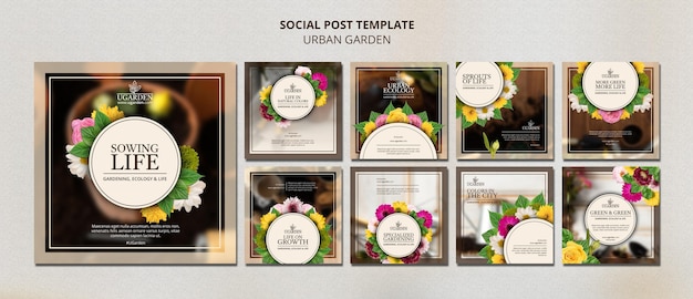 Urban garden social media posts design template