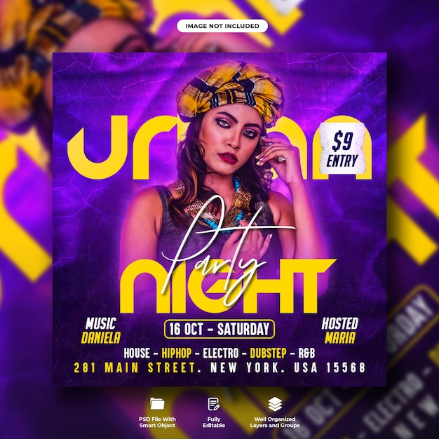 Urban ladies night party social media web banner template