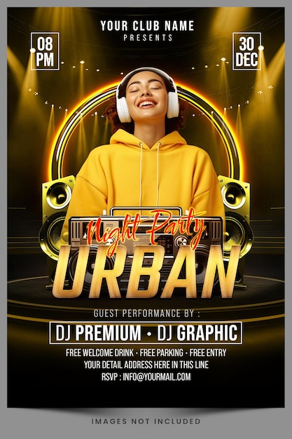 PSD urban music party psd flyer template