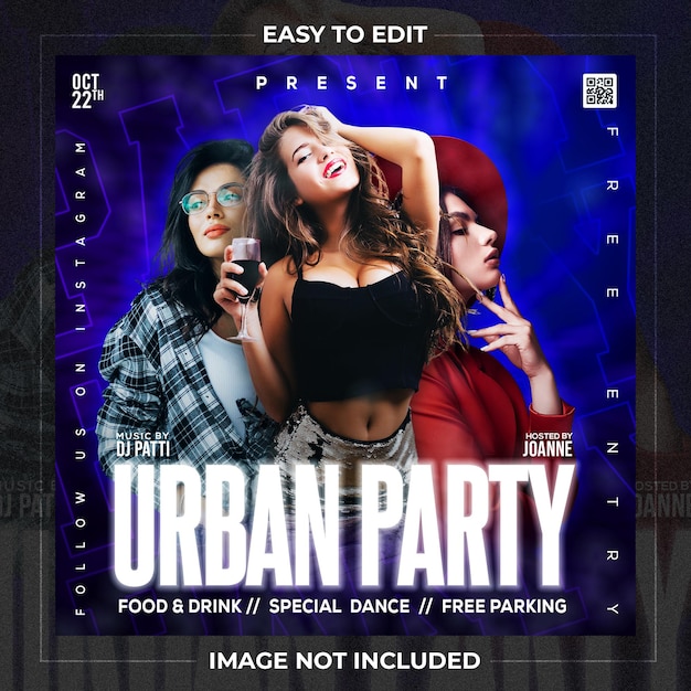 PSD urban music party social media szablon instagram