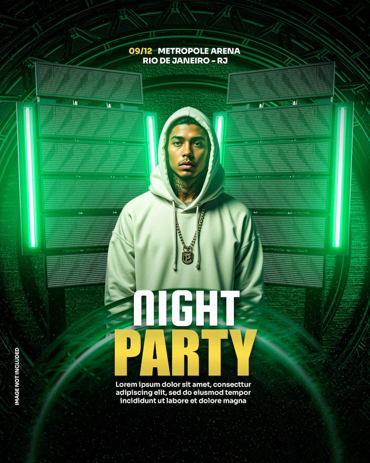 PSD urban neon night party flyer-sjabloon