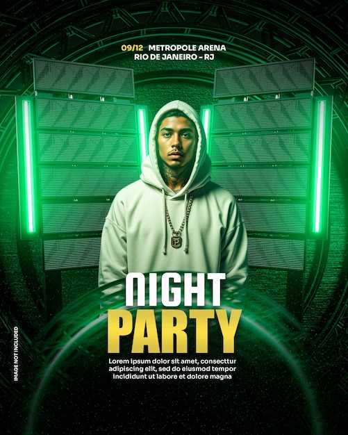 urban neon night party flyer template