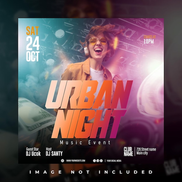 Urban Night Beats Social Media Post Template