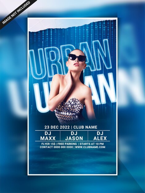 PSD urban night club party flyer template or instagram web banner