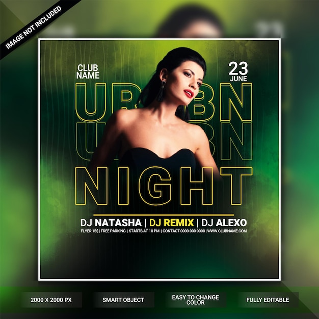 Urban night club party flyer template