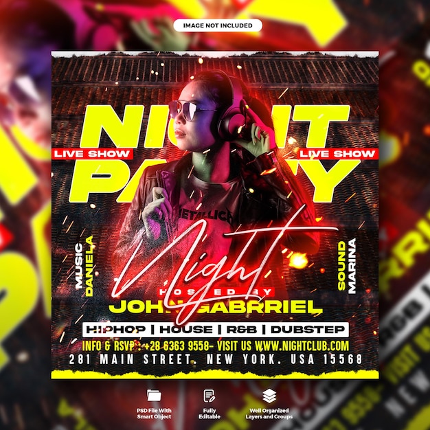 Urban Night Party Banner Mediów Społecznościowych Lub Szablon Plakatu Na Instagramie