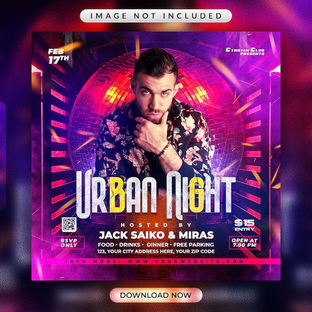 Urban Night Party Flyer Lub Szablon Banera Mediów Społecznościowych