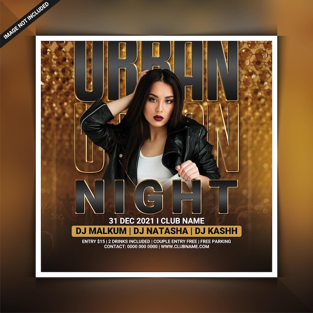 Urban night party flyer or social media post