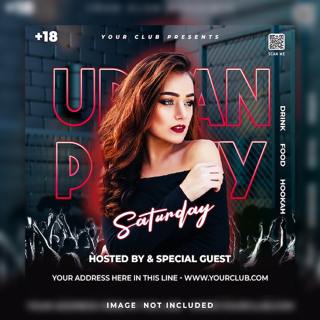 urban night party flyer or social media promotional banner template