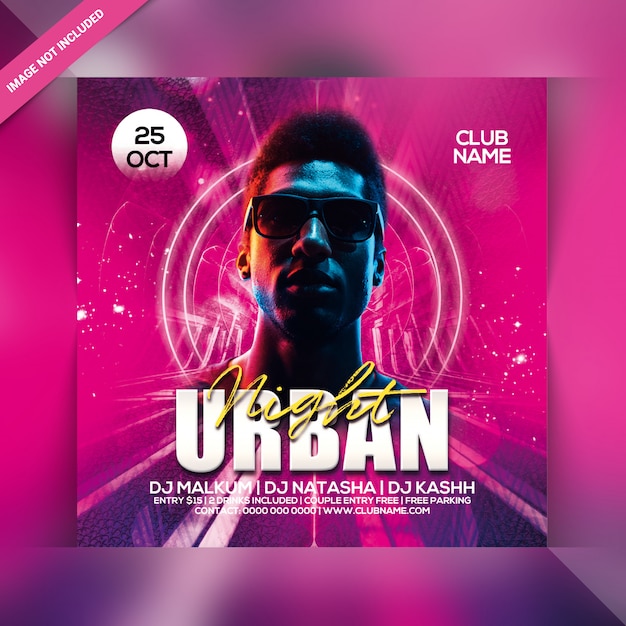 Urban night party flyer template