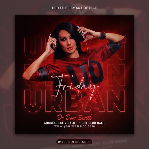 PSD urban night party social media post template