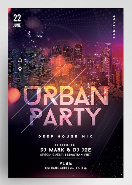 PSD urban party mix dj club event flyer