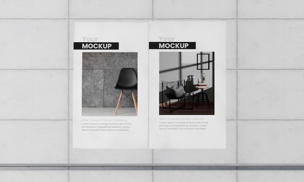 PSD urban poster grey concrete mock up