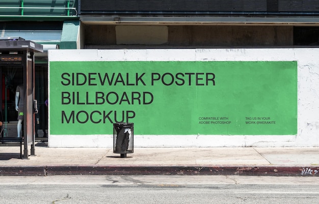 Urban sidewalk poster billboard psd mockup