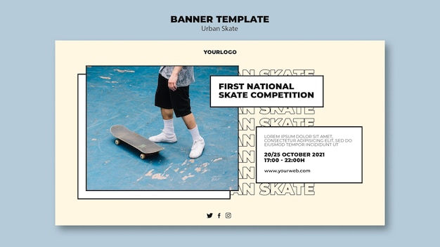 Urban skate concept banner template