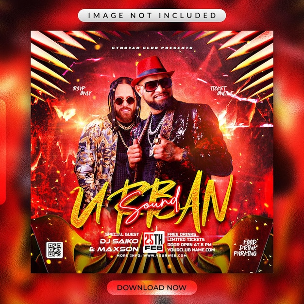 Urban Sound Party Flyer Lub Szablon Banera Promocyjnego W Mediach Społecznościowych