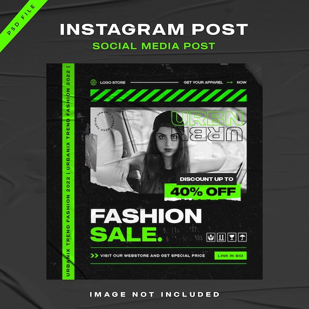 Urban streetwear fashion sale instagram bericht sjabloonontwerp