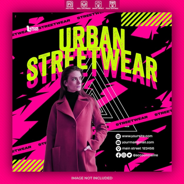 Modella di post di instagram per i social media di streetwear urbano