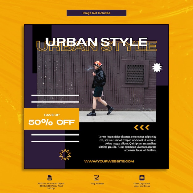 Urban streetwear mode social media sjabloonontwerp