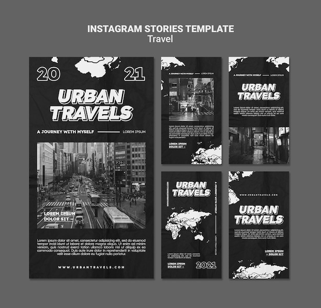 PSD urban travels instagram projekt szablonu historii