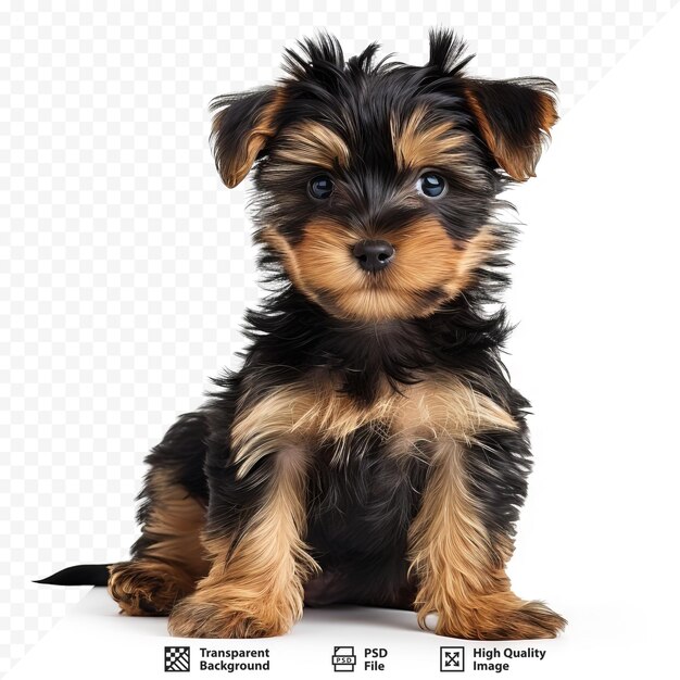 Uroczy I Uroczy Szczeniak Yorkshire Terrier Izolowany Na Białym