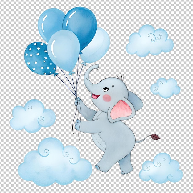 uroczy słoniak, pluszowe niedźwiedzie, akwarel clipart