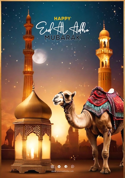 Uroczystość święta Eid Al-adha Eid Al Adha Mubarak Szablon Plakat