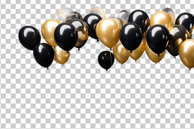 PSD uroczystość z złotym balonem i ilustracją konfetti