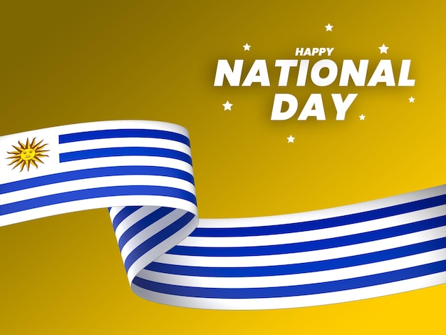 PSD uruguay flag element design national independence day banner ribbon psd