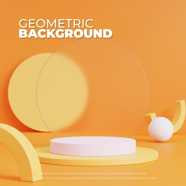 Ürün sergileme için podyumlu soyut geometrik arka plan, 3D render