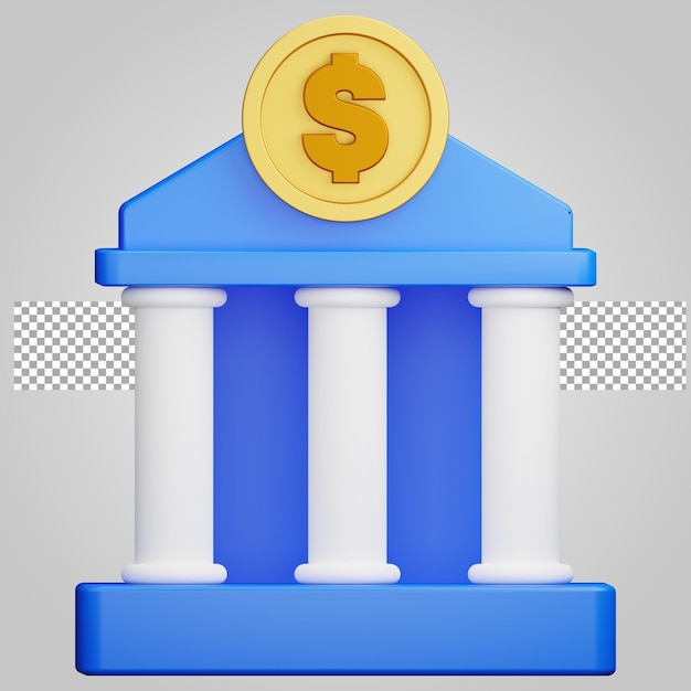 US banking economy on transparent background 3D Render