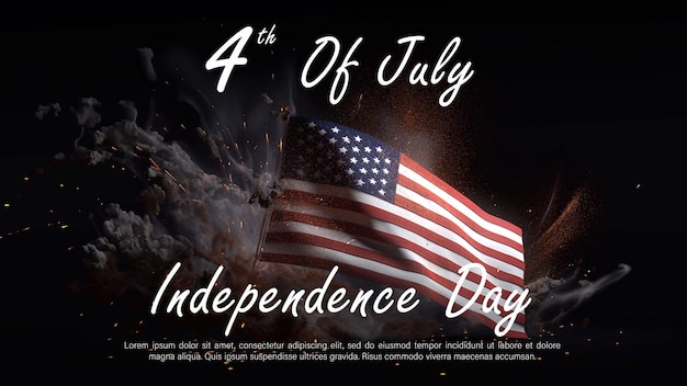 День независимости сша с флагом сша и фейерверком 4 июля плакат баннер