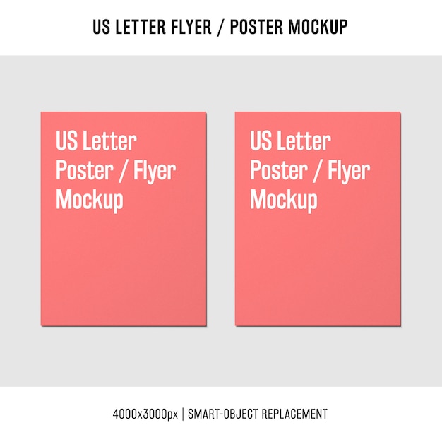 us letter flyer or poster mockup next to each other