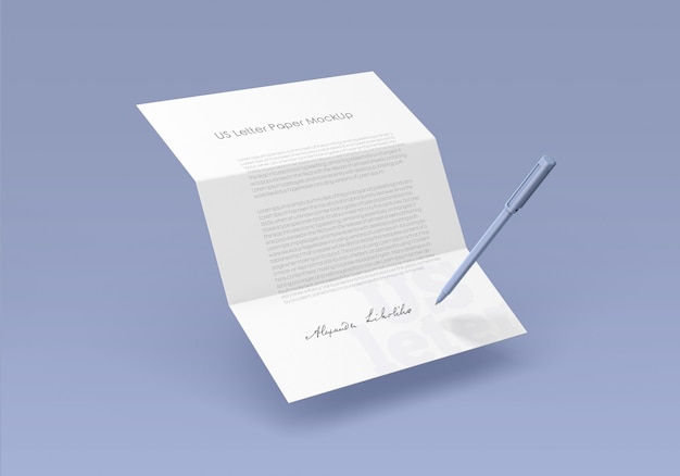 Mockup di carta da lettere degli stati uniti