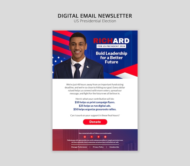 us presidential election digital newsletter template design