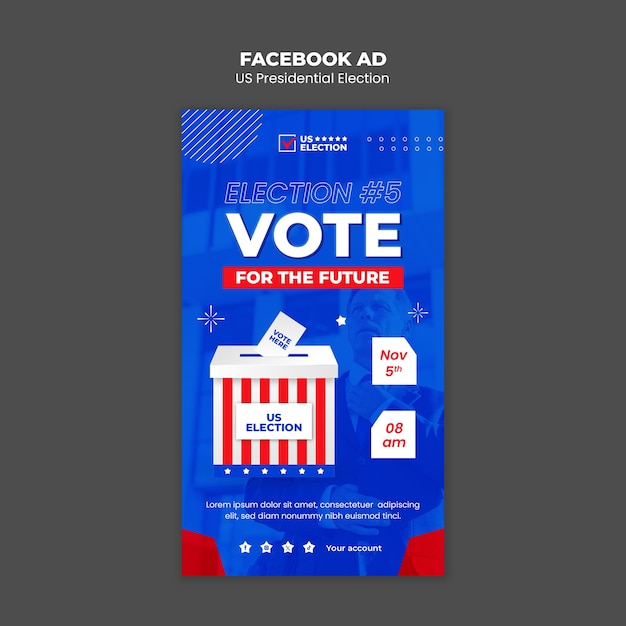us presidential election facebook ad template design