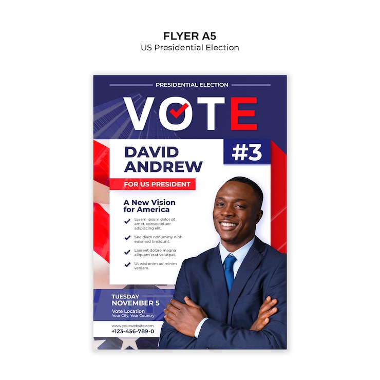 PSD us presidential election flyer template design