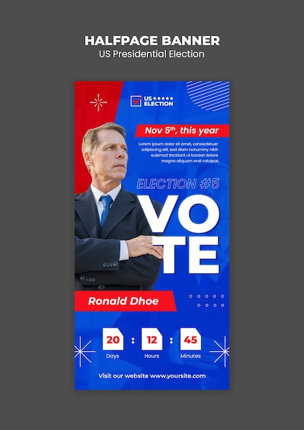 us presidential election halfpage banner template design