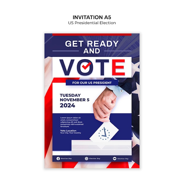 us presidential election invitation template design