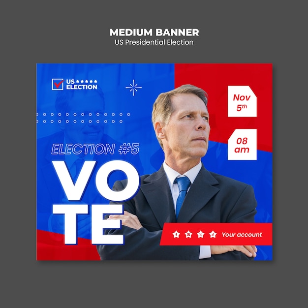 us presidential election medium banner template design
