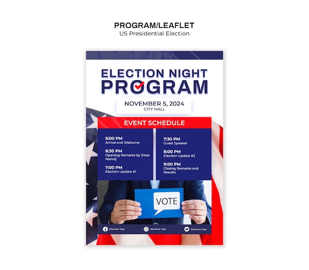 Us presidential election program template design