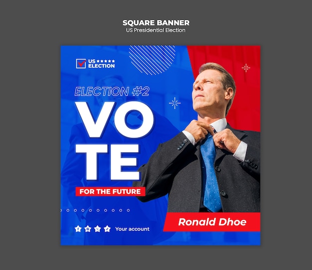 us presidential election square banner template design