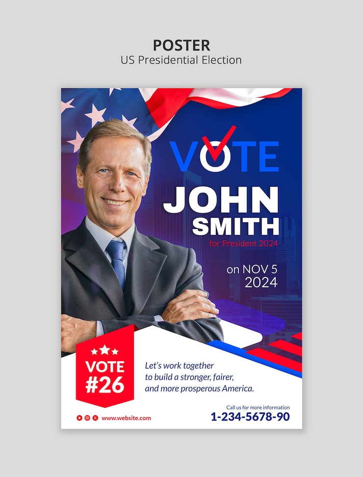 PSD アメリカ大統領選挙のテンプレートデザイン